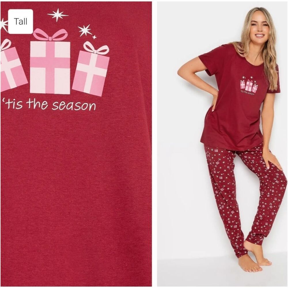 NWT Long Tall Sally Starry Gifts Cuffed PJ Set Medium US 10-12 Tall - Picture 6 of 7